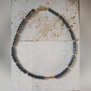 Elegant Black and Gold Beaded Necklace